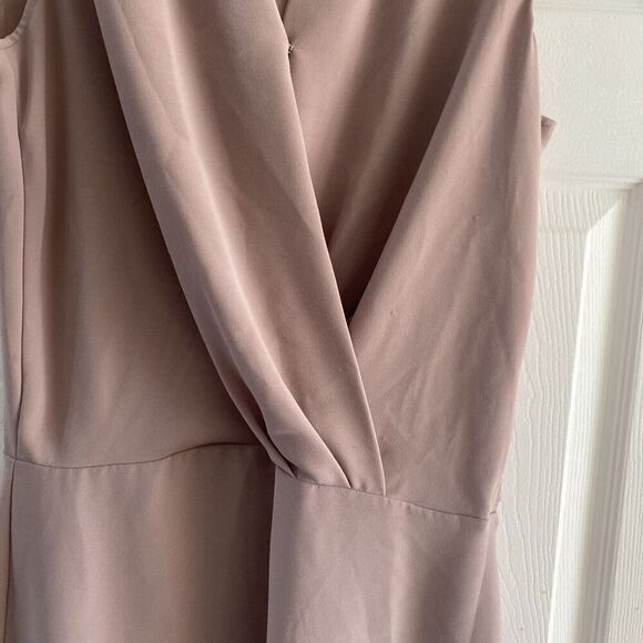 Babaton Aritzia Phoenix Dress Dusty Mauve Pink Faux Wrap Dress Size 8 - Picture 5 of 10
